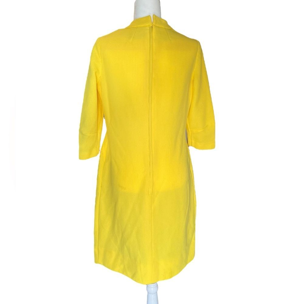 Vintage Jean Lang Originals Dress Bright Yellow Bow Shift Mod 60s No Size - Picture 2 of 7